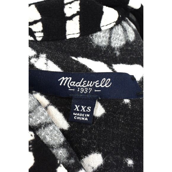 Madewell Industry Button-Back Short Sleeve Batik Grid Top Black & White Size XXS - Picture 7 of 11